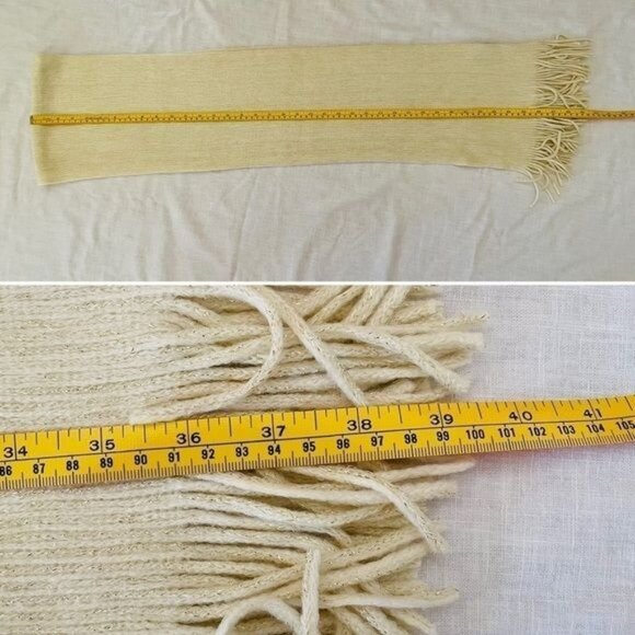 Cejon White Knit Scarf with Metallic Gold to add a little bling 72 in L x 9 in W - Picture 5 of 7